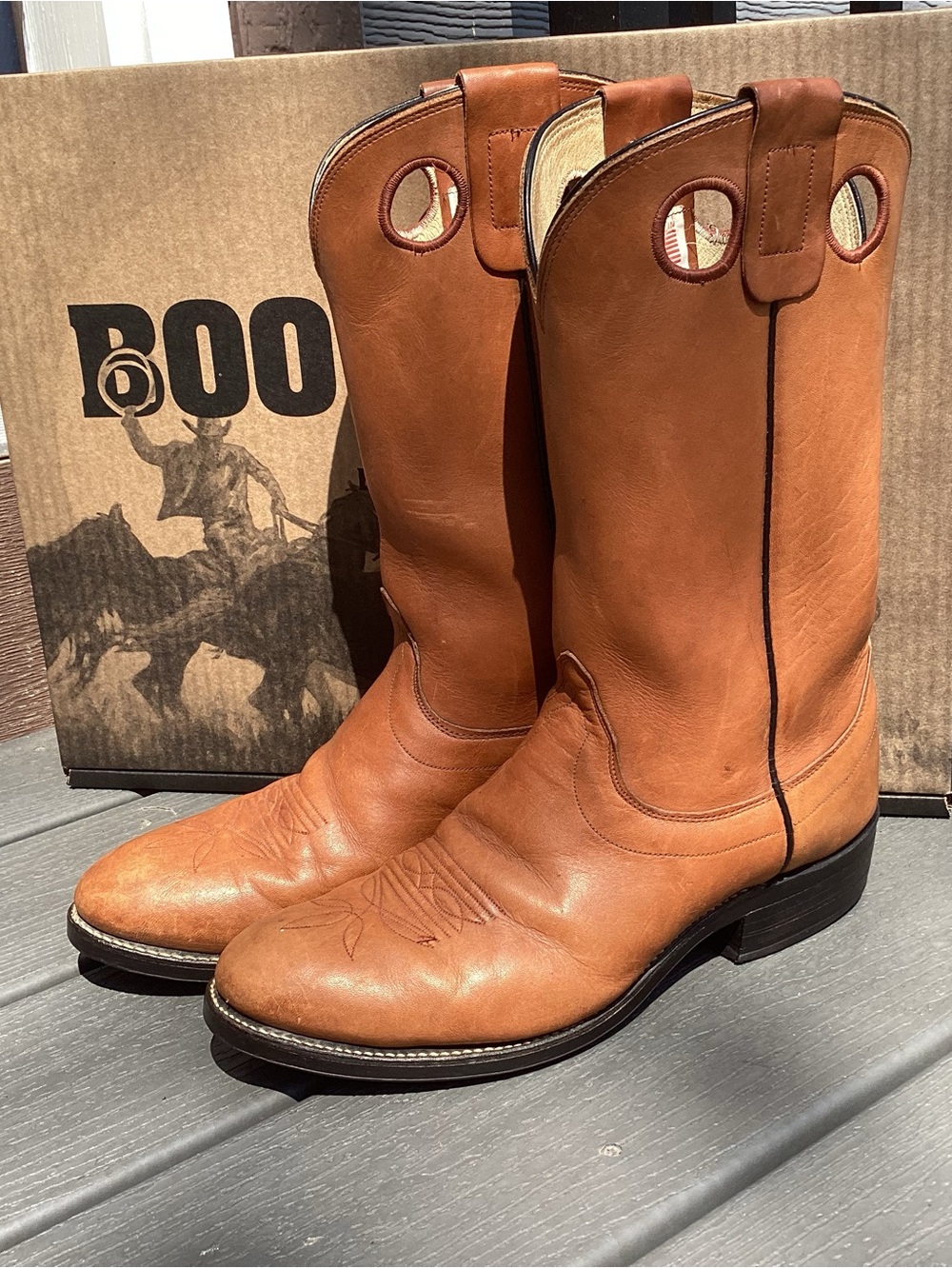 Olathe 10D Men's Mule Tan Leather Model #9050Z Work and Ranch Boots USA Made